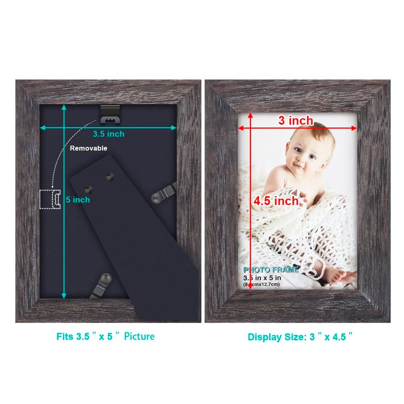 RPJC 3.5x5 inch Picture Frame Made of Solid Wood High Definition Glass for Table Top Display and Wall Mounting Photo Frame - Image 4